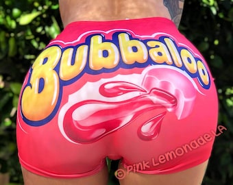 Bubbaloo Snack Shorts - High Waisted Booty Shorts Stretchy Biker Shorts for Women Sexy Candy Shorts