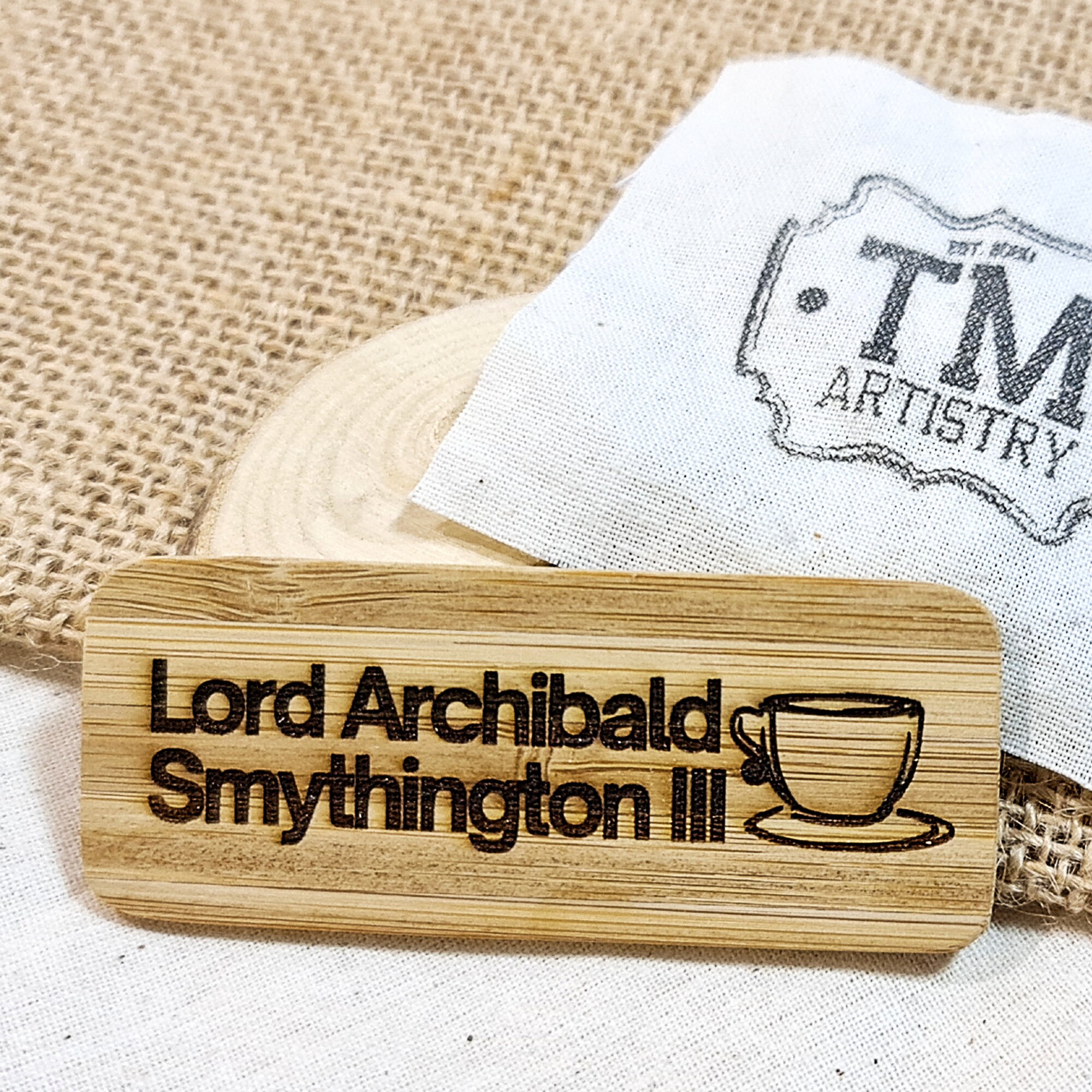 Wood Name Badge Hand Made 7x2.5cm Personalised & Custom Etsy Australia