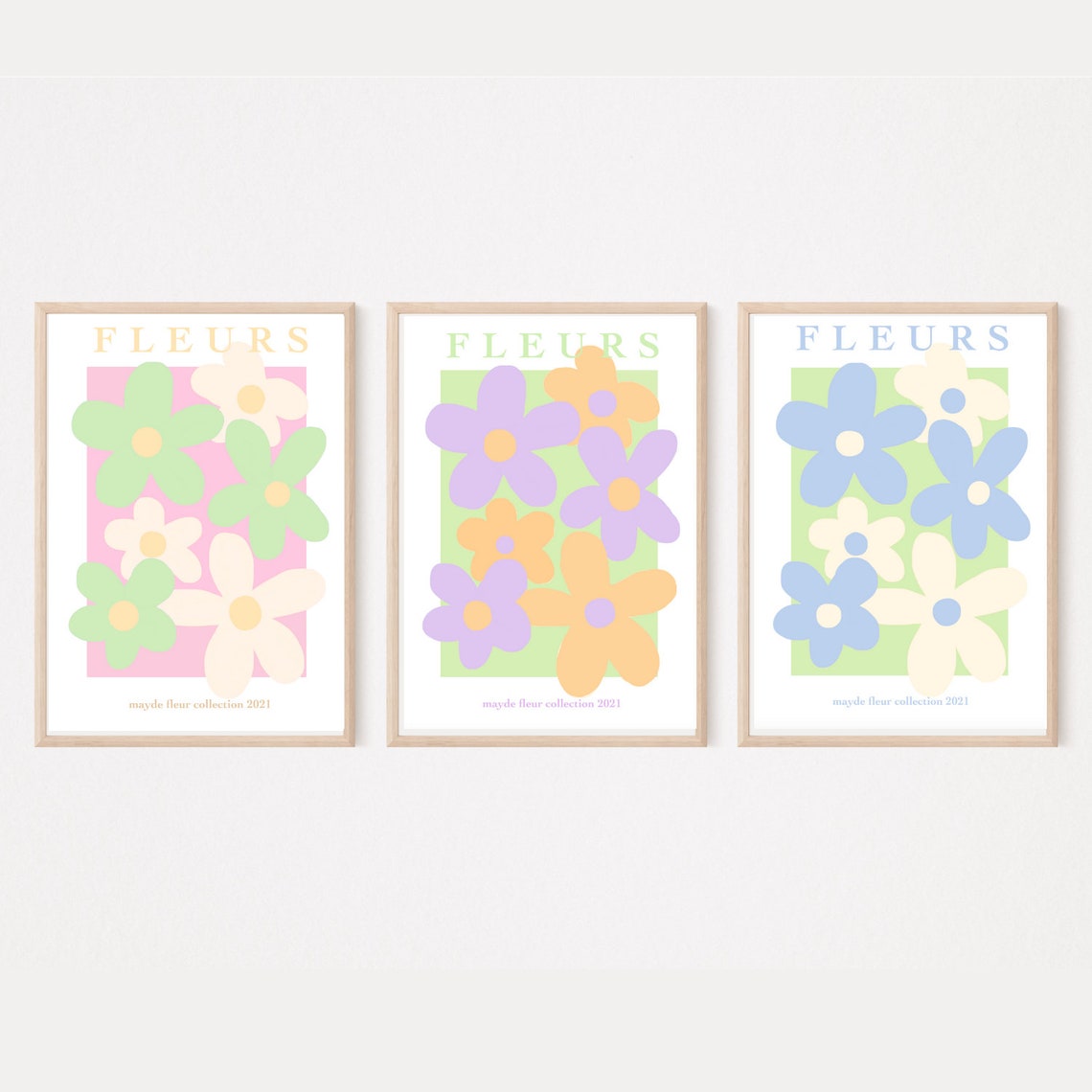 FLEURS PRINT SET / flower floral printable set pastel minimal | Etsy
