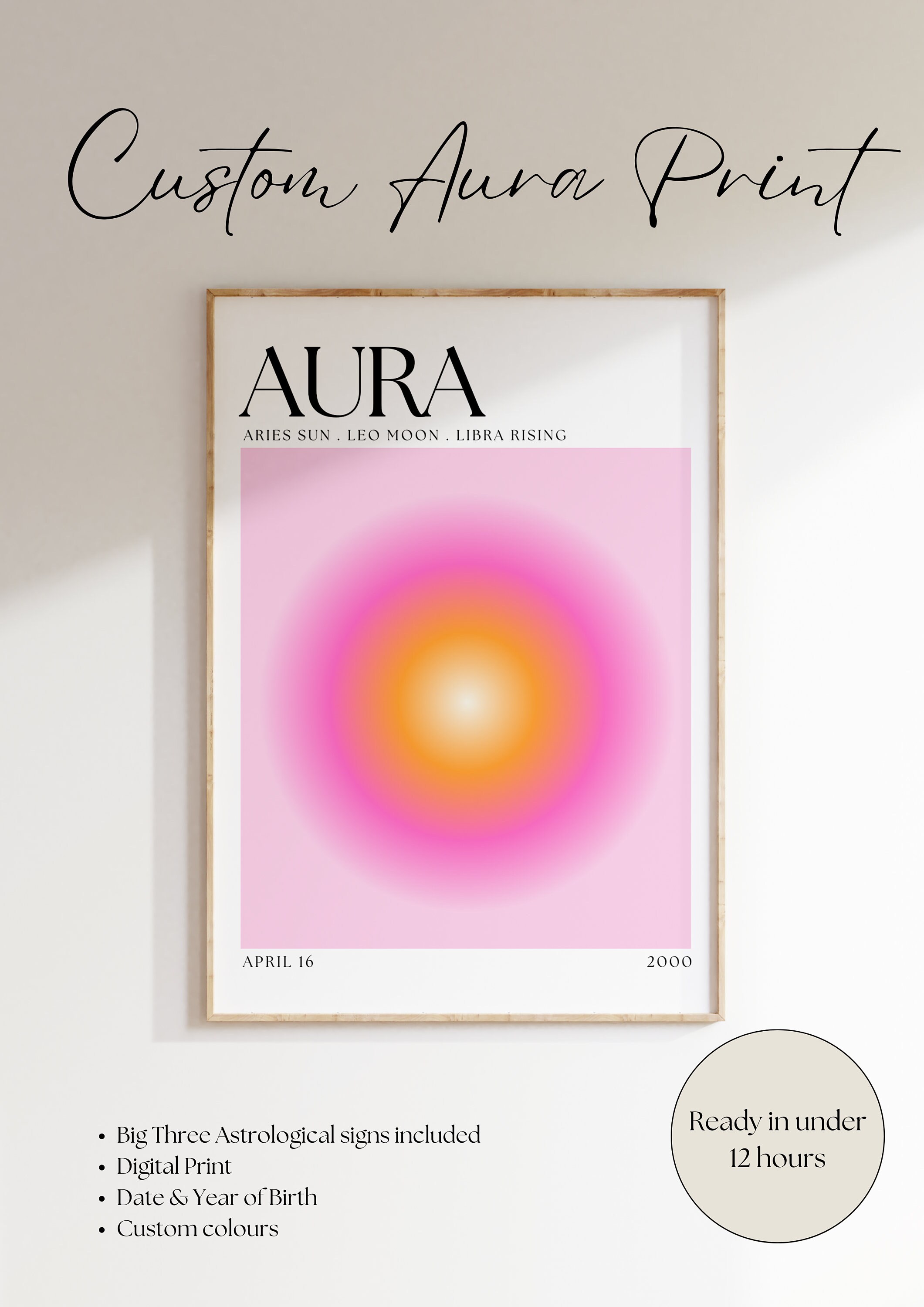 fedt nok bibliotek Ups Custom Zodiac Aura Art Print / Big 3 Astrology Digital - Etsy