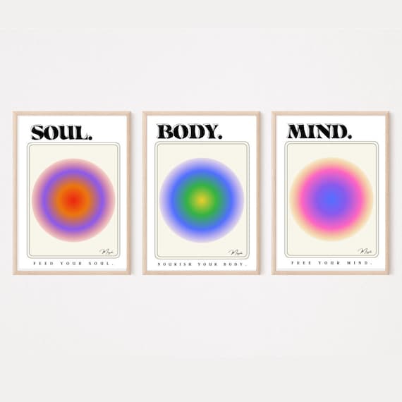 Mind Body Soul Print Set Gradient Spiritual Aura Angel Etsy Canada