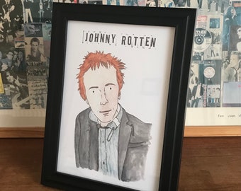 Johhny Rotten Painting, Watercolour print, Punk