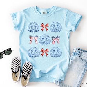 Youth Cavapoo Shirt, 4th of July Cavapoo Kids Comfort Colors Shirt