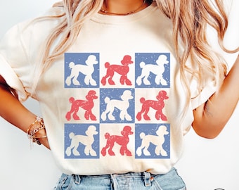 Standard Poodle Comfort Colors Dog Mom 4th of July Shirt, Poodle Owner TShirt, Poodle Dog Lover Patriotic Tee Shirt, Poodle Dog Mama T-Shirt