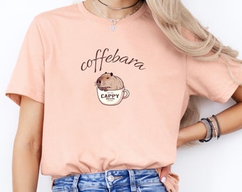Camisa de carpincho amante del café, Regalo de carpincho, Camiseta minimalista de carpincho de café, Camisetas bonitas de roedores, Camiseta divertida de ratón Camisetas de rata
