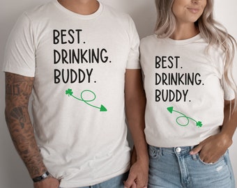 Couples St Patricks Day Shirts, Honeymoonin' Shirts For Couples, Best Drinking Buddy Ever Husband Wife Tee, St Pattys Matching Couples Tees