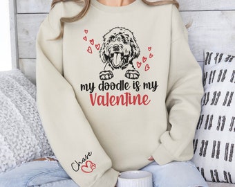 Custom Goldendoodle Womens Valentines Day Shirt, Cute Golden Doodle Valentines Day Shirt, Women's Valentine's Tee For Golden Doodle Mama