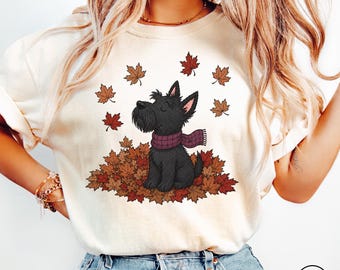 Scottish Terrier Shirt, Comfort Colors Fall Scottie TShirt