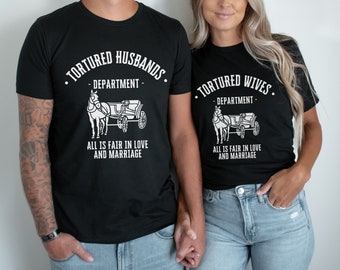 Funny Couples Shirt, Tortured Husband Wife Department Couples Tshirts, Husband And Wife Couples Trip Tees, Anniversary Gifts For Couples