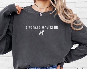 Airedale Terrier Dog Mom Comfort Colors Long-Sleeve TShirt, Airedale Dog Owner Shirt, Gift for Dog Lover, Airedale Mama Long Sleeve Tee