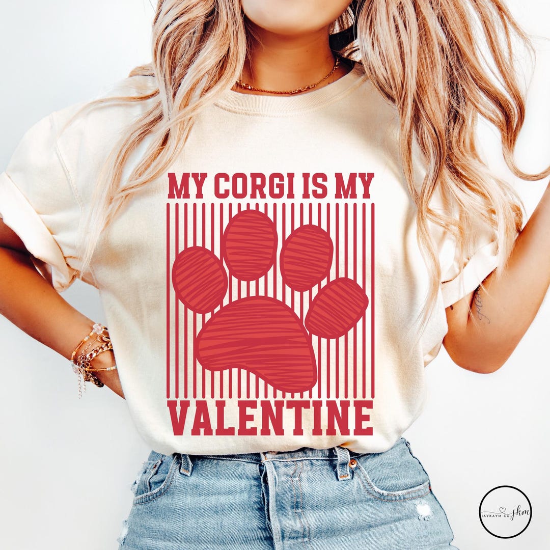 Minimalist Corgi Comfort Colors® Valentines Day Shirt, My Corgi is My