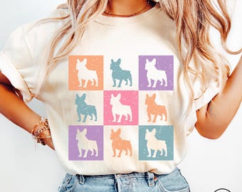 French Bulldog Comfort Colors Spring Shirt, Easter Frenchie Dog Owner TShirt, Dog Lover Mothers Day Gift, Minimalist Frenchie Dog Mama Tee