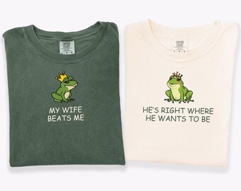 Comfort Colors Frog St Patricks Day Couples Shirts, Funny Husband Wife Matching Honeymoon Tees, Boyfriend Girlfriend TShirts