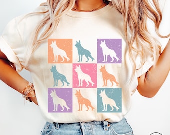 German Shepherd Comfort Colors Spring Shirt, Easter Shepherd Dog Owner TShirt, Dog Lover Mothers Day Gift, Minimalist Shepherd Dog Mama Tee