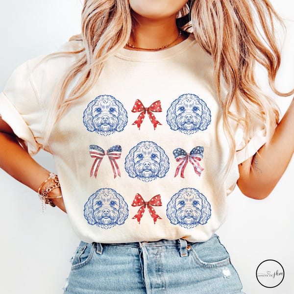 Cavapoo Comfort Colors Dog Mom 4th of July Shirt, Cavapoo Dog Owner TShirt, Cavapoo Dog Lover Patriotic Tee, Cavapoo Dog Mama T-Shirt