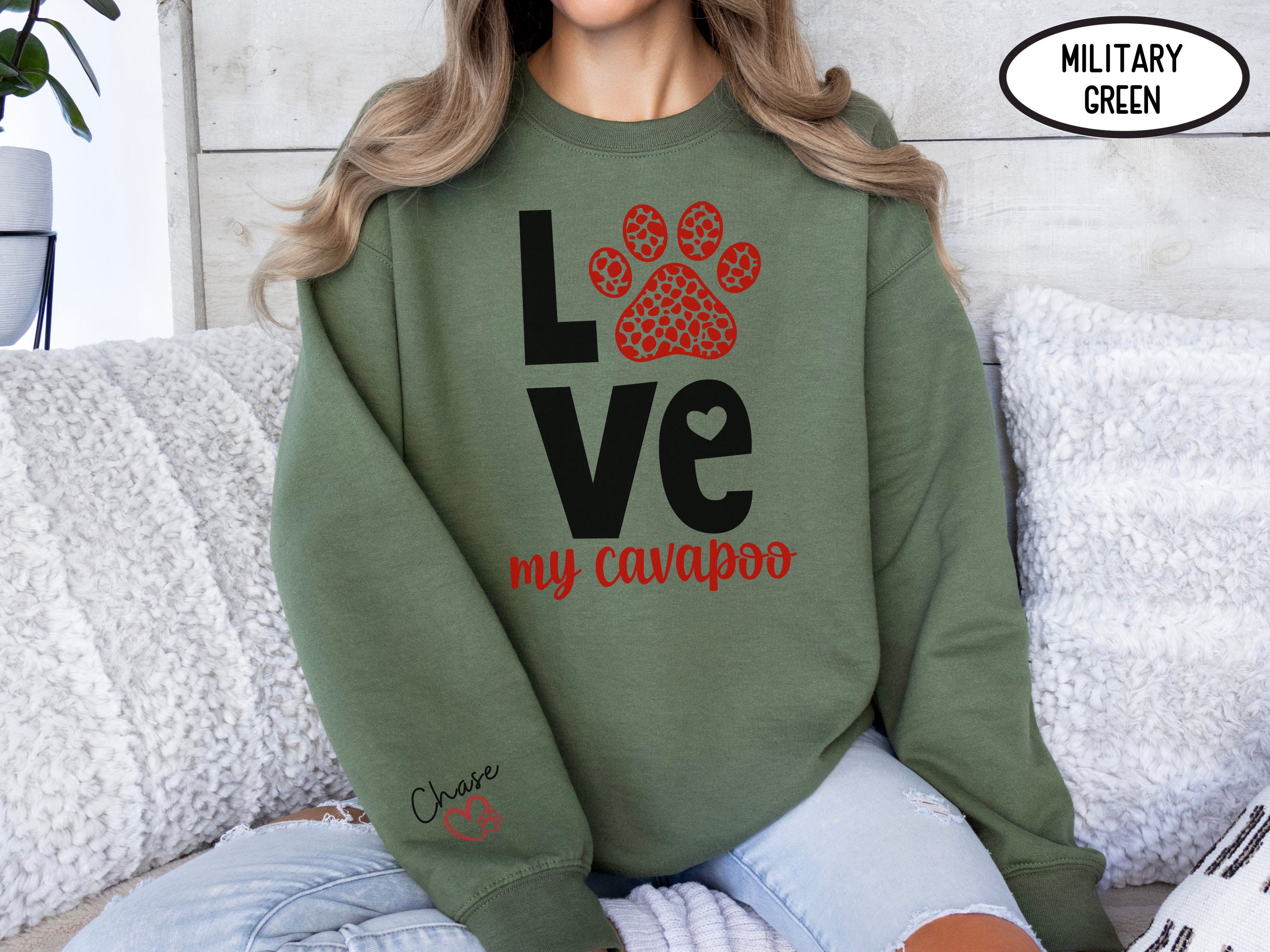 Custom Cavapoo Womens Valentines Day Sweatshirt, Cute Cavapoo Owner ...