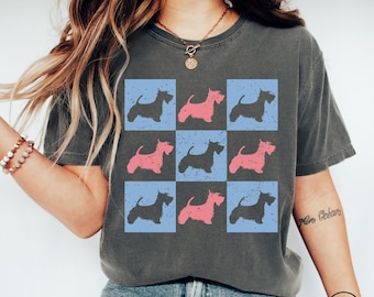 Scottie Dog Mom 4th of July Comfort Colors TShirt, Scottish Terrier Dog Owner T-Shirt, Scottie Patriotic Tee Shirt, Scottie Dog Mama T-Shirt