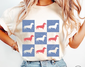 Dachshund Comfort Colors Dog Mom 4th of July Shirt, Dachshund Owner TShirt, Dachshund Dog Lover Patriotic Tee, Dachshund Dog Mama T-Shirt