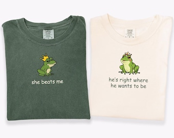 Comfort Colors Frog St Patricks Day Couples Shirts, Funny Husband Wife Matching Honeymoon Tees, Boyfriend Girlfriend TShirts