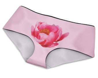 Kinky Peony - Cute and Comfy Hipster Panties with Provocative Prints for Bold Women, Hen Party Fun Gift Idea, Bachelorette party Unique gift