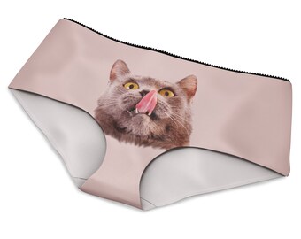 The Pussycat - Culotte hipster mignonne et confortable avec imprimé graphique de chat, idée cadeau amusante d'enterrement de vie de jeune fille, cadeau unique d'enterrement de vie de jeune fille