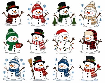 Kerstsneeuwpop SVG-bundel | Knutselbestanden feestelijke wintervakantie (digitale download)