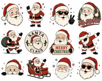 Retro kerstman SVG-bundel | Feestelijke kerstcricutontwerpen (digitale download)