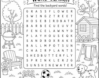 Zomerse woordzoeker kleurplaat | Themaactiviteit achtertuin (pdf-download)