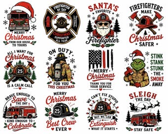 Firefighter Christmas SVG Bundle | Fire Department Holiday Designs (Instant Download)
