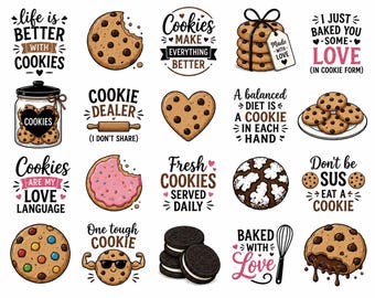 Cookie Bundle | Cookie Quotes | Baking Files | Cookie Lover Cricut Bundle | Bakery SVG PNG | Instant Download
