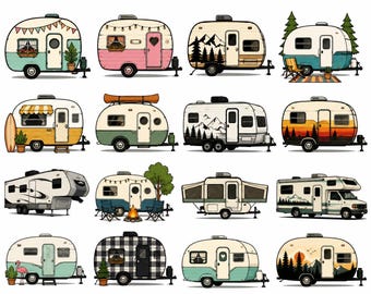 Camper SVG-bundel | RV Life, ontwerpen voor kampeeraanhangwagens (Cricut-bestanden)