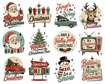 Retro Christmas SVG Bundle | Vintage Holiday Cricut Designs (Instant Download)