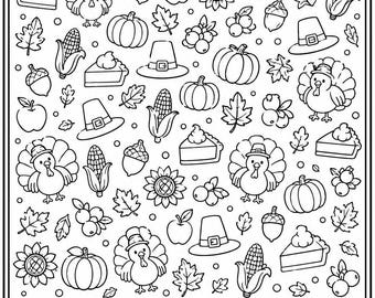 Thanksgiving I Spy Coloring Page Printable | Thanksgiving Activity for Kids | Find & Count Worksheet | Preschool Kindergarten Classroom Game