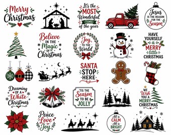 Christmas Tree Sayings SVG Bundle | Christmas Quotes SVG | Merry Christmas Tree SVG | Holiday Cricut Files Download | Christmas Tree Clipart