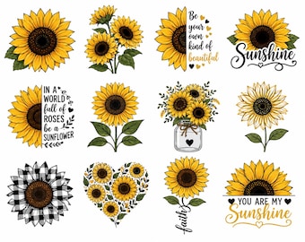Zonnebloem SVG-bundel | Bloemencitaten boerderij (digitale download)