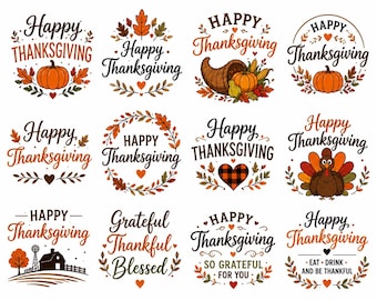 Happy Thanksgiving-SVG-bundel | Herfstcitaten, pompoenen, bladeren (digitale download)