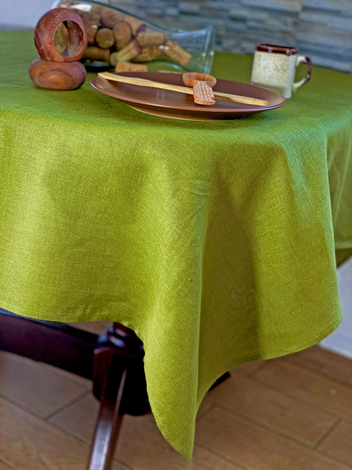 Olive Green Linen Tablecloth Soft Linens Tablecloth Linen Etsy