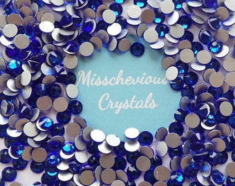 Sapphire flatback glass rhinestones, bling, wholesale, sparkle, craft, costume embellishment , burlesque, dancing, glamour