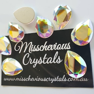 Crystal AB Pear Drop &#39;Brilliant&#39; stones flatback