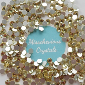 Strass en verre Jonquil à dos plat, bling, vente en gros, scintillant, artisanat, embellissement de costume, burlesque, danse, glamour