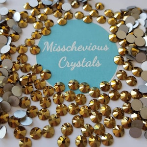 Metallic Gold flatback glass rhinestones, bling, wholesale, sparkle, craft, costume embellishment , burlesque, dancing, glamour