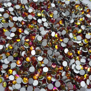 Strass en verre à dos plat Red Flame, bling, vente en gros, scintillement, artisanat, embellissement de costume, burlesque, danse, glamour