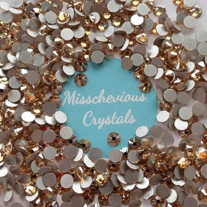 Strass en verre à dos plat Crystal Golden Shadow, bling, vente en gros, scintillement, artisanat, embellissement de costume, burlesque, danse, glamour