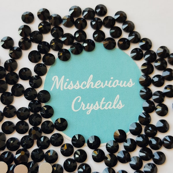 Jet Black flatback glass rhinestones, bling, wholesale, sparkle, craft, costume embellishment , burlesque, dancing, glamour