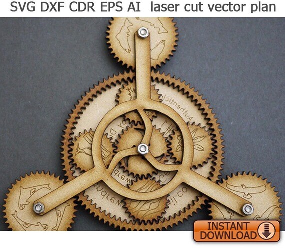 Чертежи механизмов из дерева Gearbug Mechanism. Laser Cut Files SVG DXF Vector Plans Etsy
