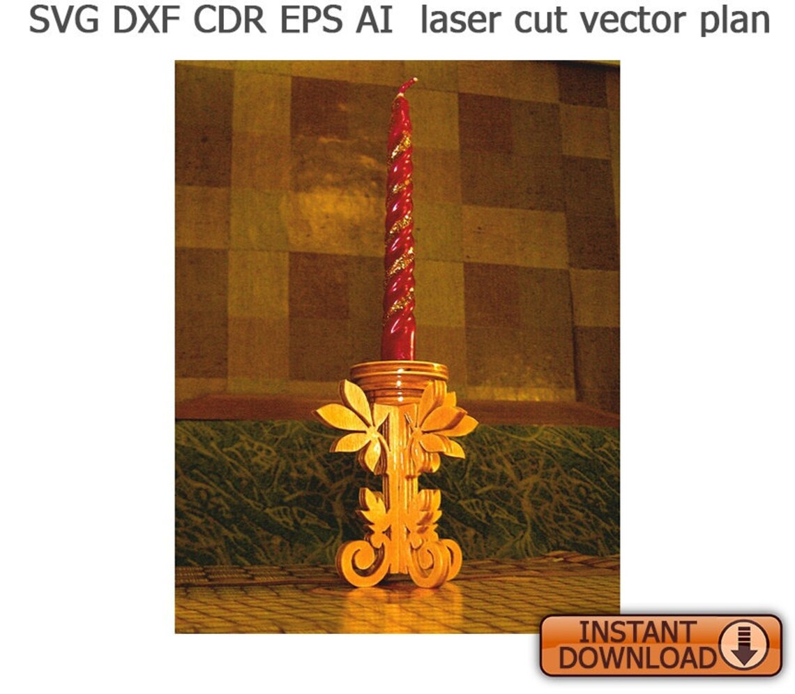 Candle holder. Laser cut files SVG DXF vector plans Etsy