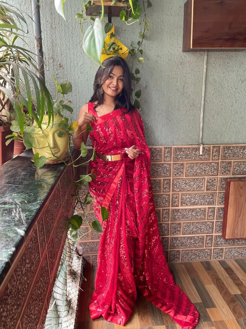 Teal Color Beautifully Designed Georgette 1 Min Ready to Wear - Etsy