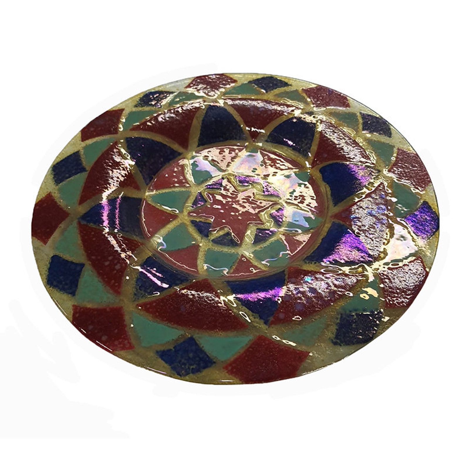 Tiffany style plate in opalescent glass Etsy