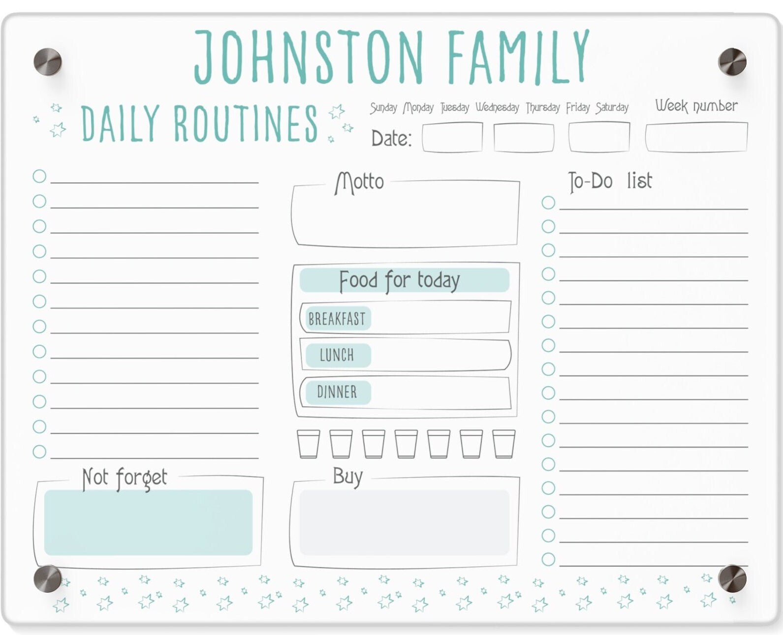 Acrylic Dry Erase Board, Wall Chart Daily Routine, Family Planner, Home ...