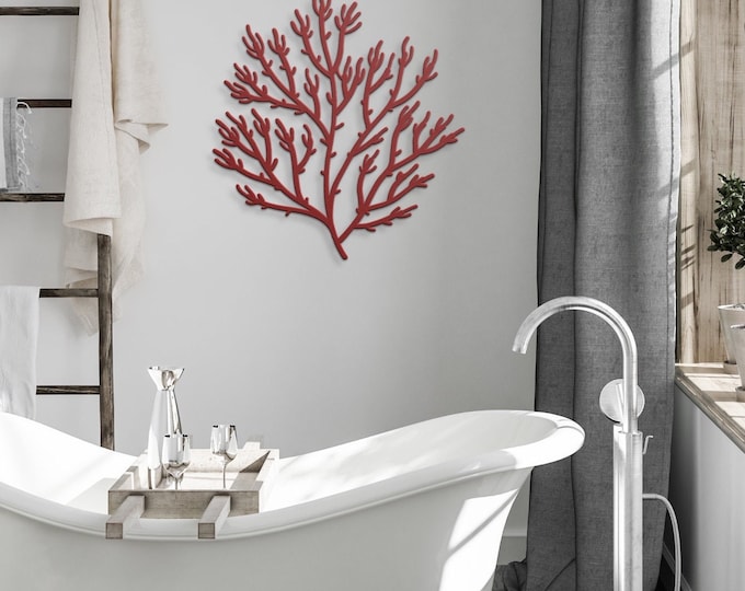 Soft Coral Branches Small Coastal Contemporary Metal Wall Decor Etsy